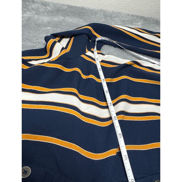 Roxy Suburbs Vibes Stripes Top Women's M Navy Yellow Button Tie Collared Button - Picture 4 of 11